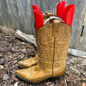 Laredo Tan Leather Western Cowboy Boots Pointed Toe 51052 Womens 7 M